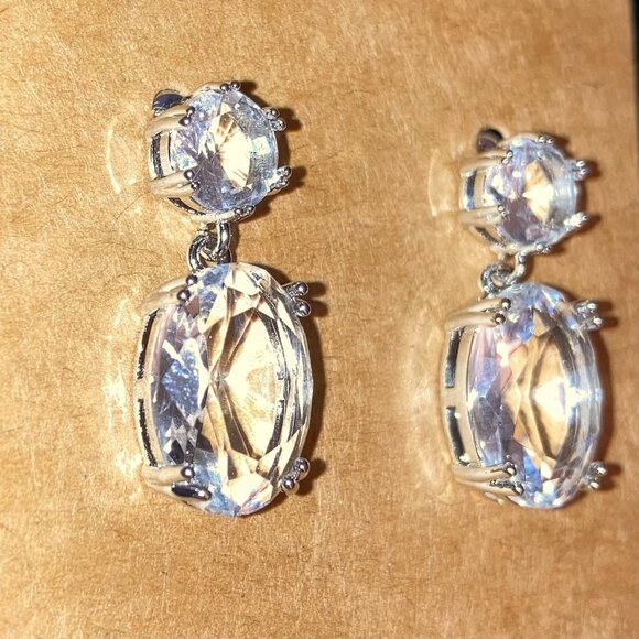 NEW Classic Clear Gems Earrings Faux Crystal Wedding Formal Cocktail Jewelry - Picture 10 of 13